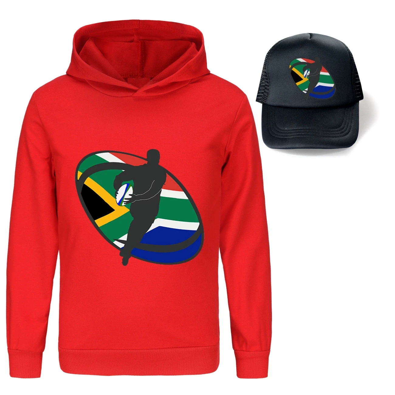 Graphic Hoodie & Sun Hat Set — 5807 Edition, Style 16 · Red