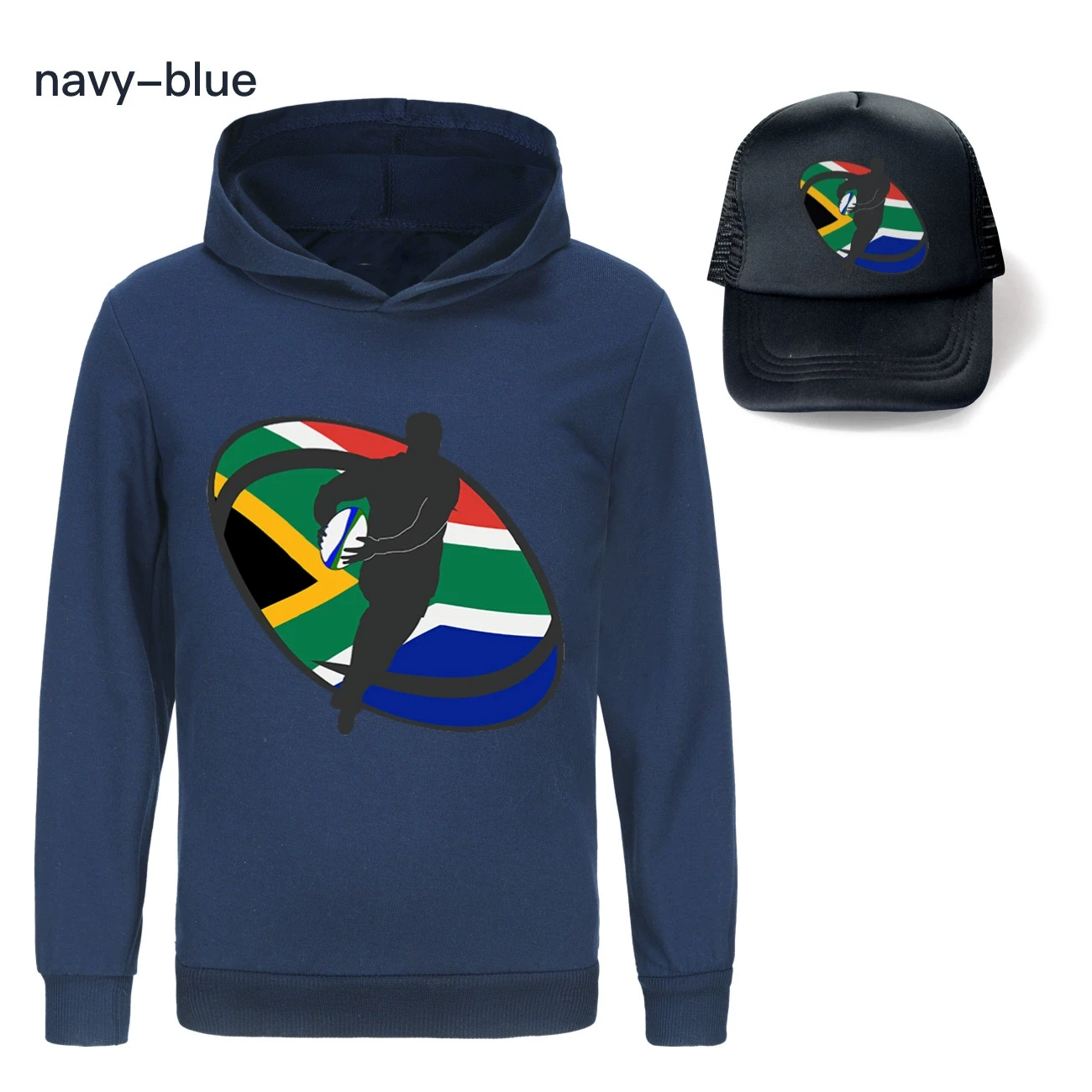 Graphic Hoodie & Sun Hat Set — 5807 Edition, Style 22 · Navy