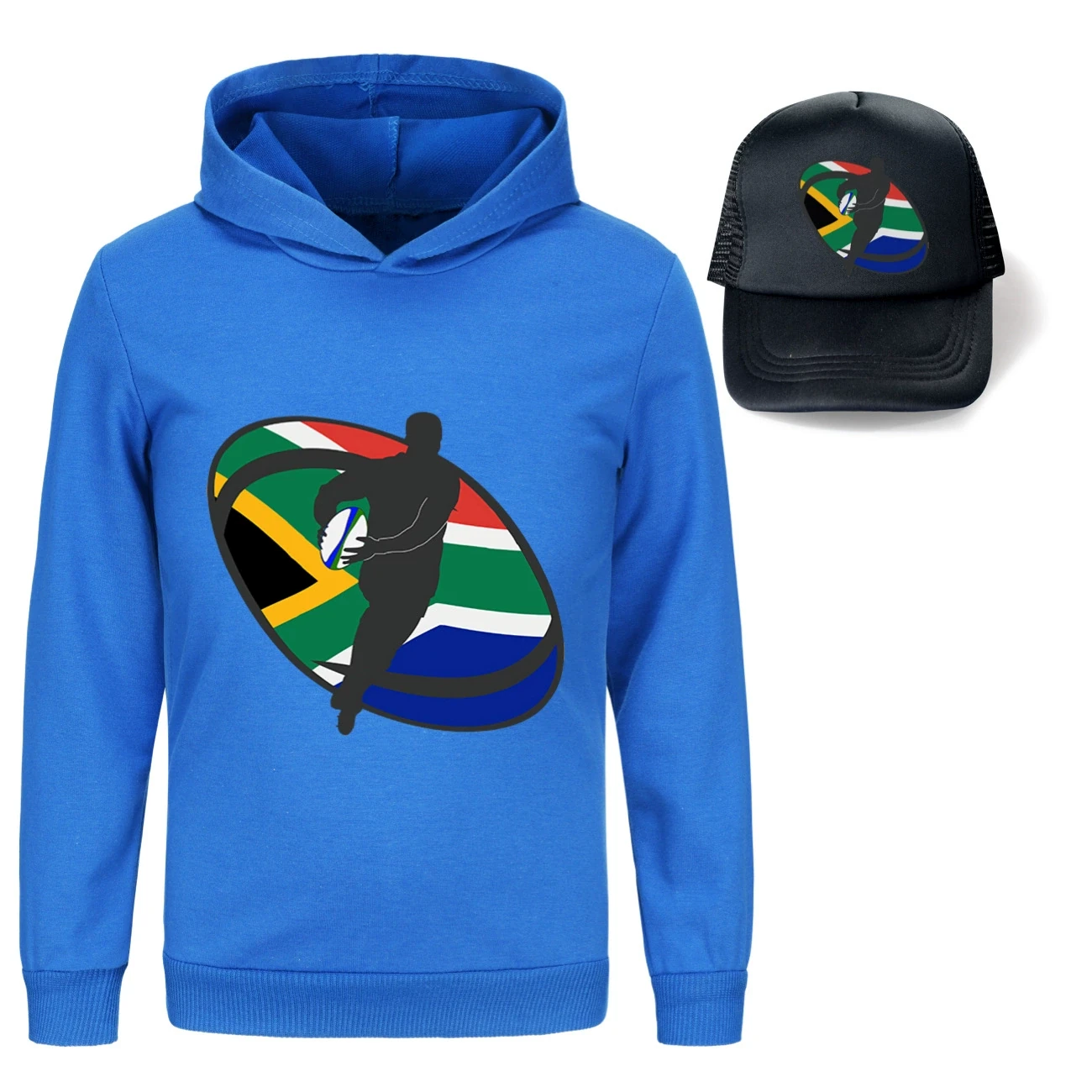 Graphic Hoodie & Sun Hat Set — 5807 Edition, Style 23 · Deep Blue