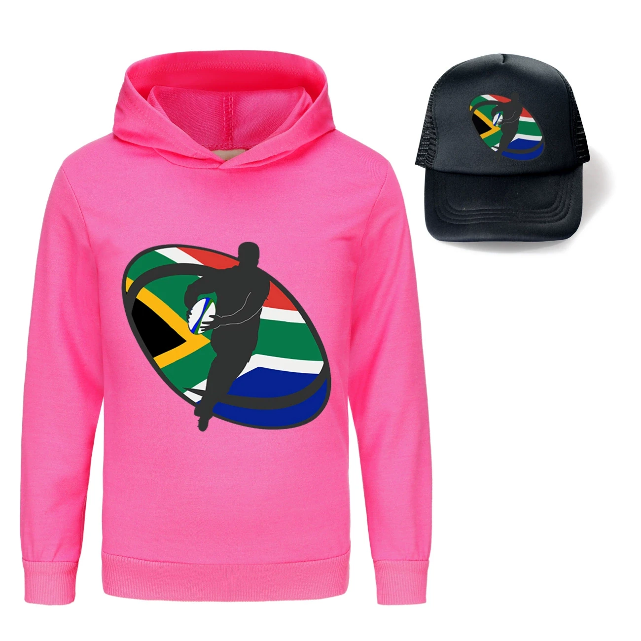 Graphic Hoodie & Sun Hat Set — 5807 Edition, Style 25 · Rose