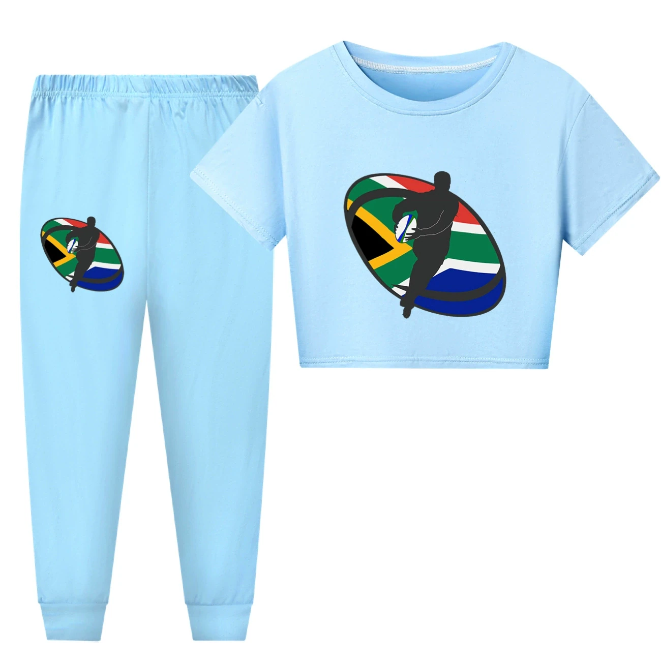 Family Lounge Set — 5807 Edition, Style 25 · Short Sleeve · Pants · Light Blue