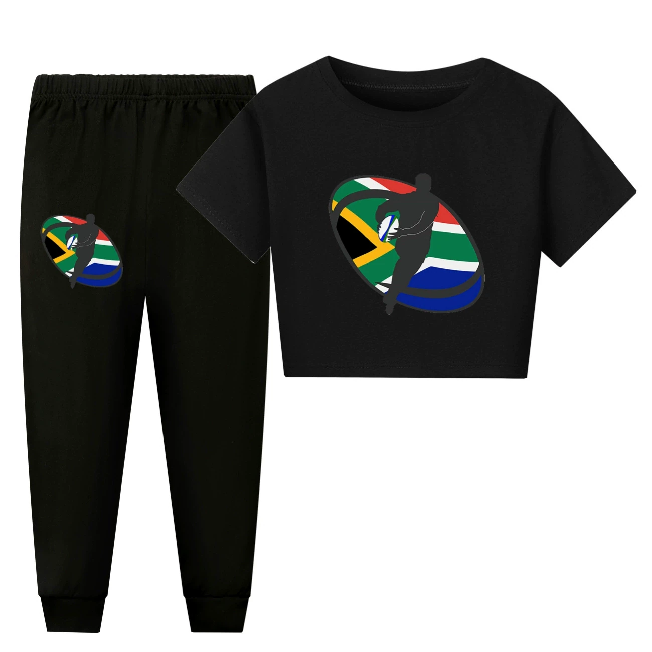 Family Lounge Set — 5807 Edition, Style 28 · Short Sleeve · Pants · Black