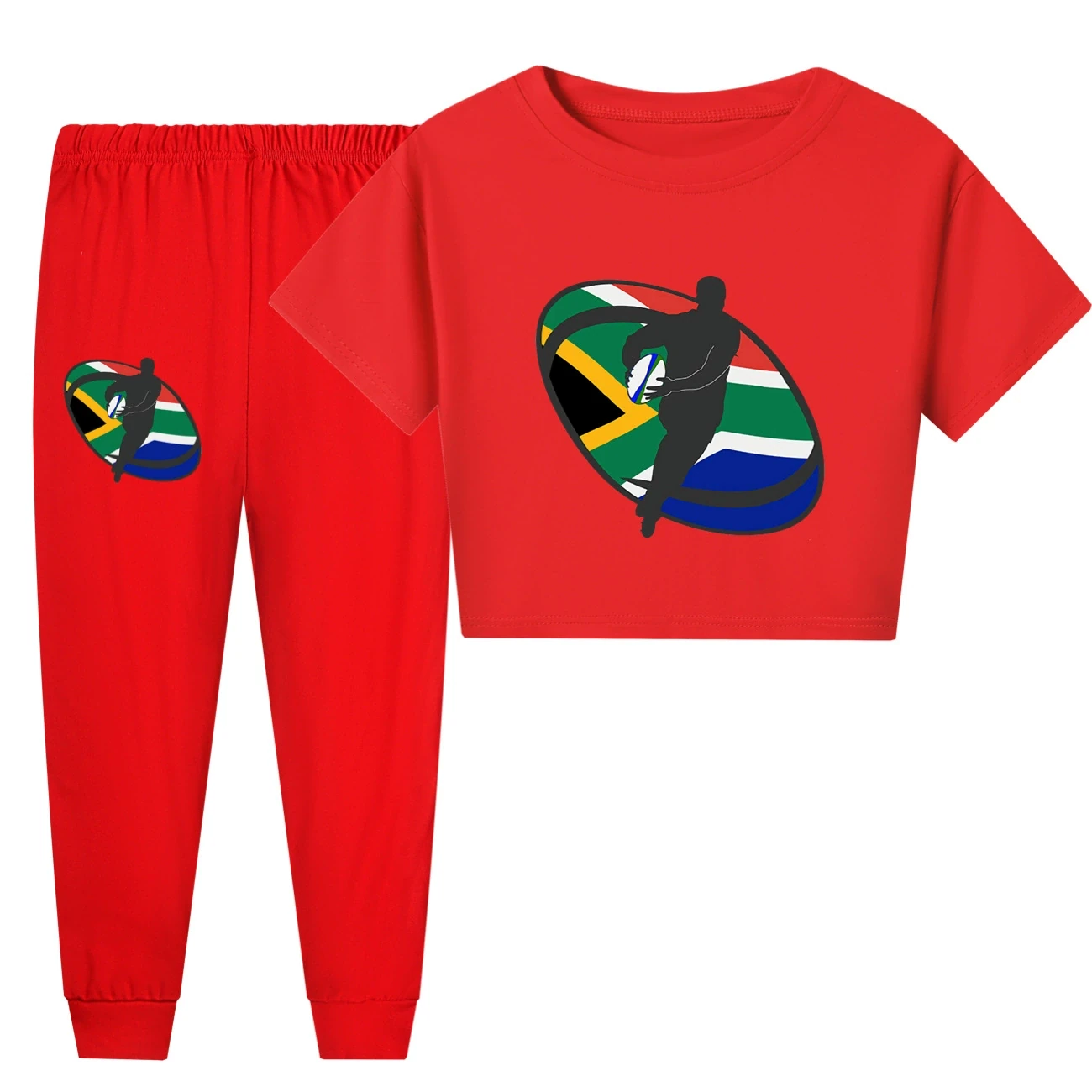 Family Lounge Set — 5807 Edition, Style 29 · Short Sleeve · Pants · Red