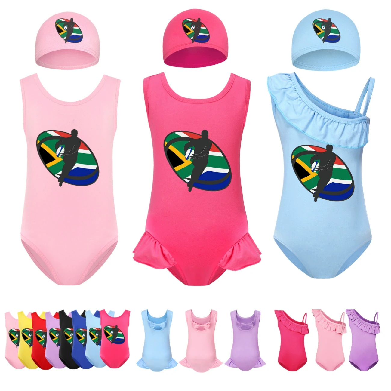 Girls’ Swimsuit & Cap Set — 5807 Edition, clean product view