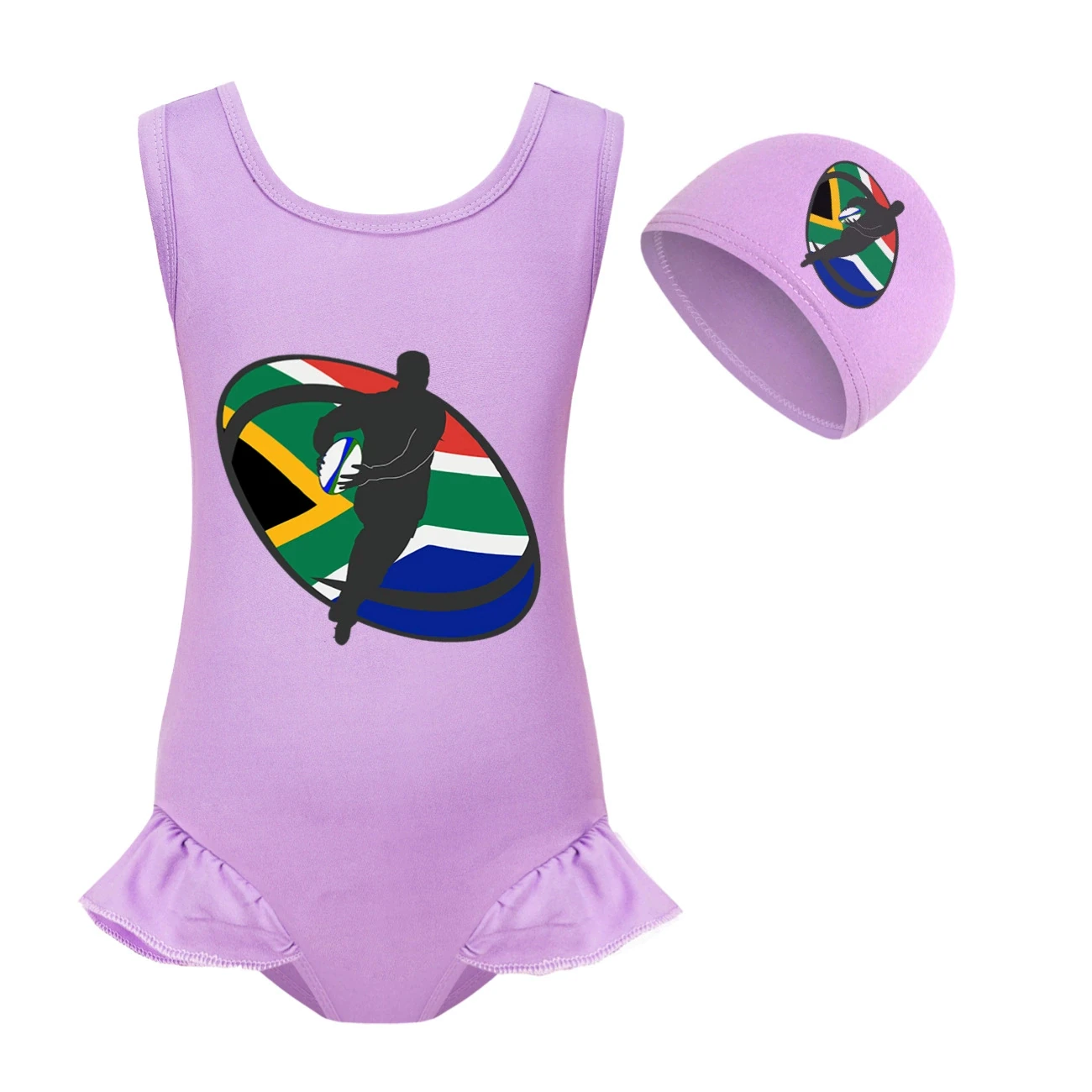 Girls’ Swimsuit & Cap Set — 5807 Edition, Style 03 · Set · Purple