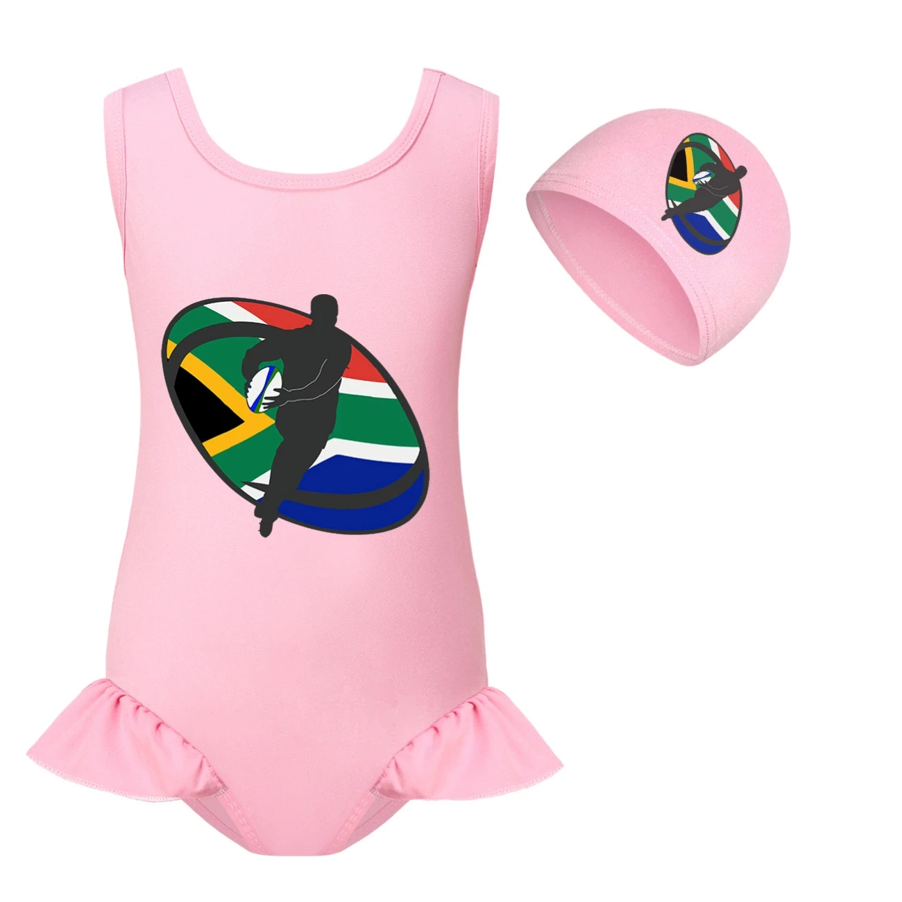 Girls’ Swimsuit & Cap Set — 5807 Edition, Style 04 · Set · Pink