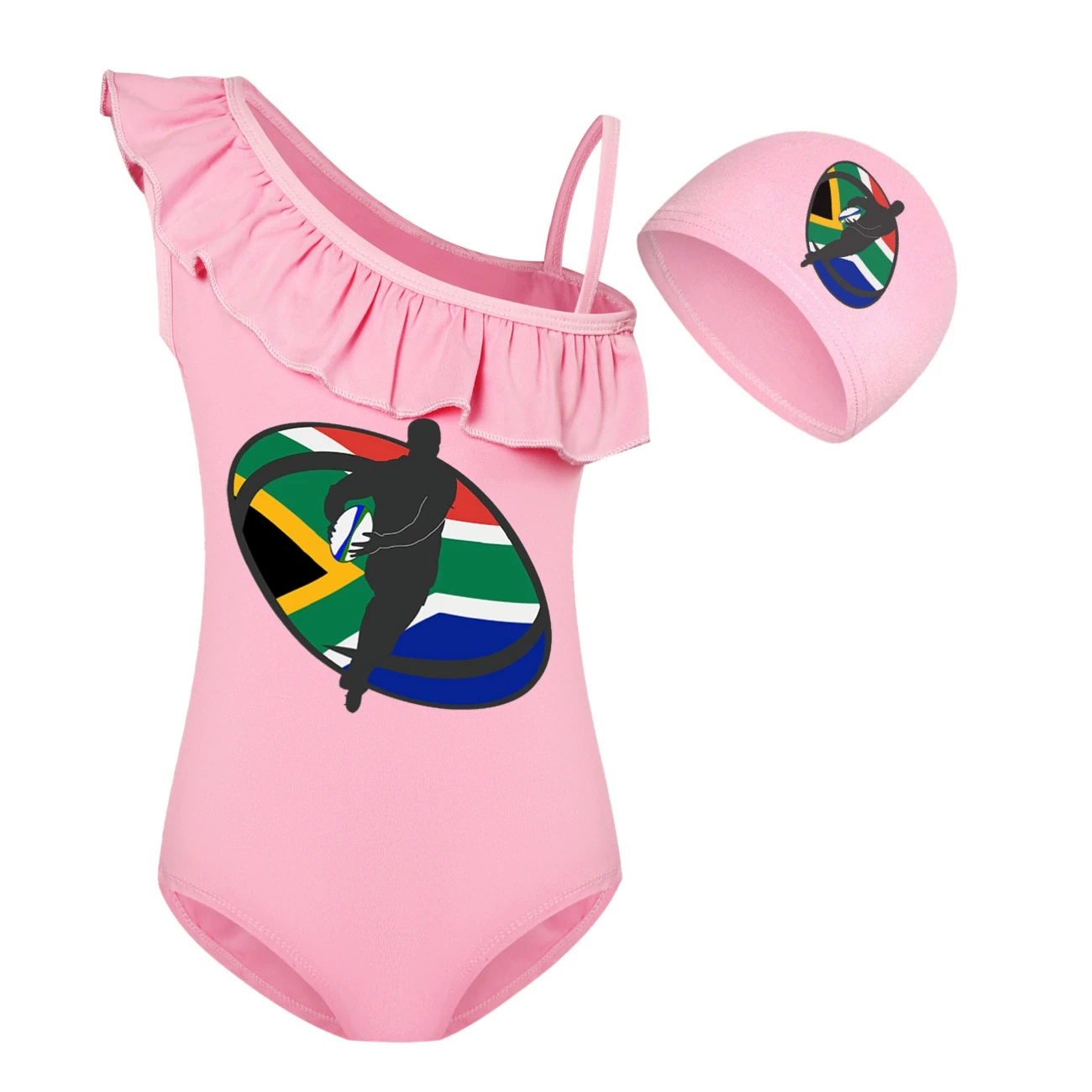 Girls’ Swimsuit & Cap Set — 5807 Edition, Style 08 · Set · Pink