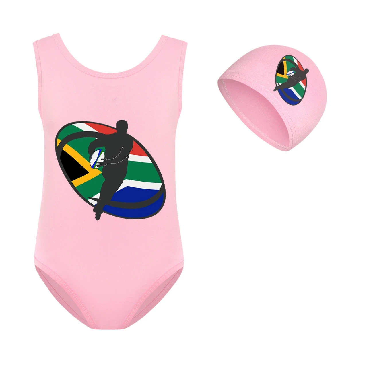 Girls’ Swimsuit & Cap Set — 5807 Edition, Style 09 · Set · Pink