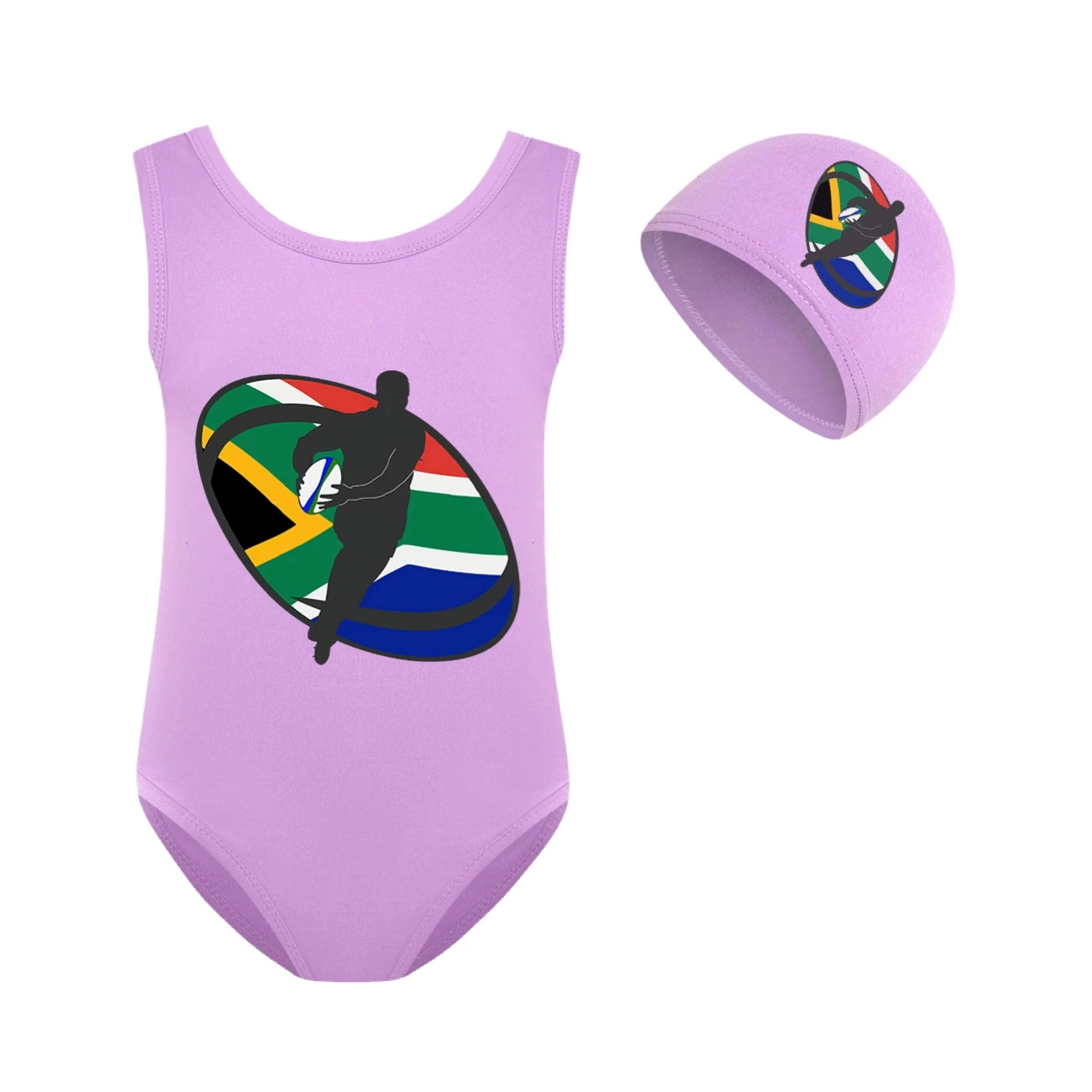 Girls’ Swimsuit & Cap Set — 5807 Edition, Style 12 · Set · Purple