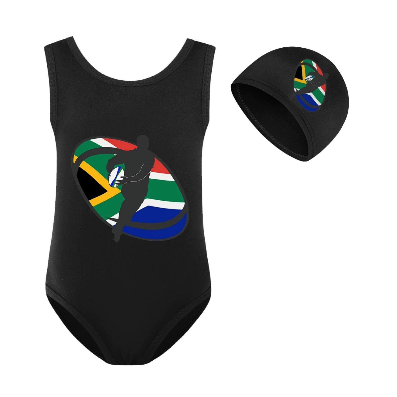 Girls’ Swimsuit & Cap Set — 5807 Edition, Style 13 · Set · Black