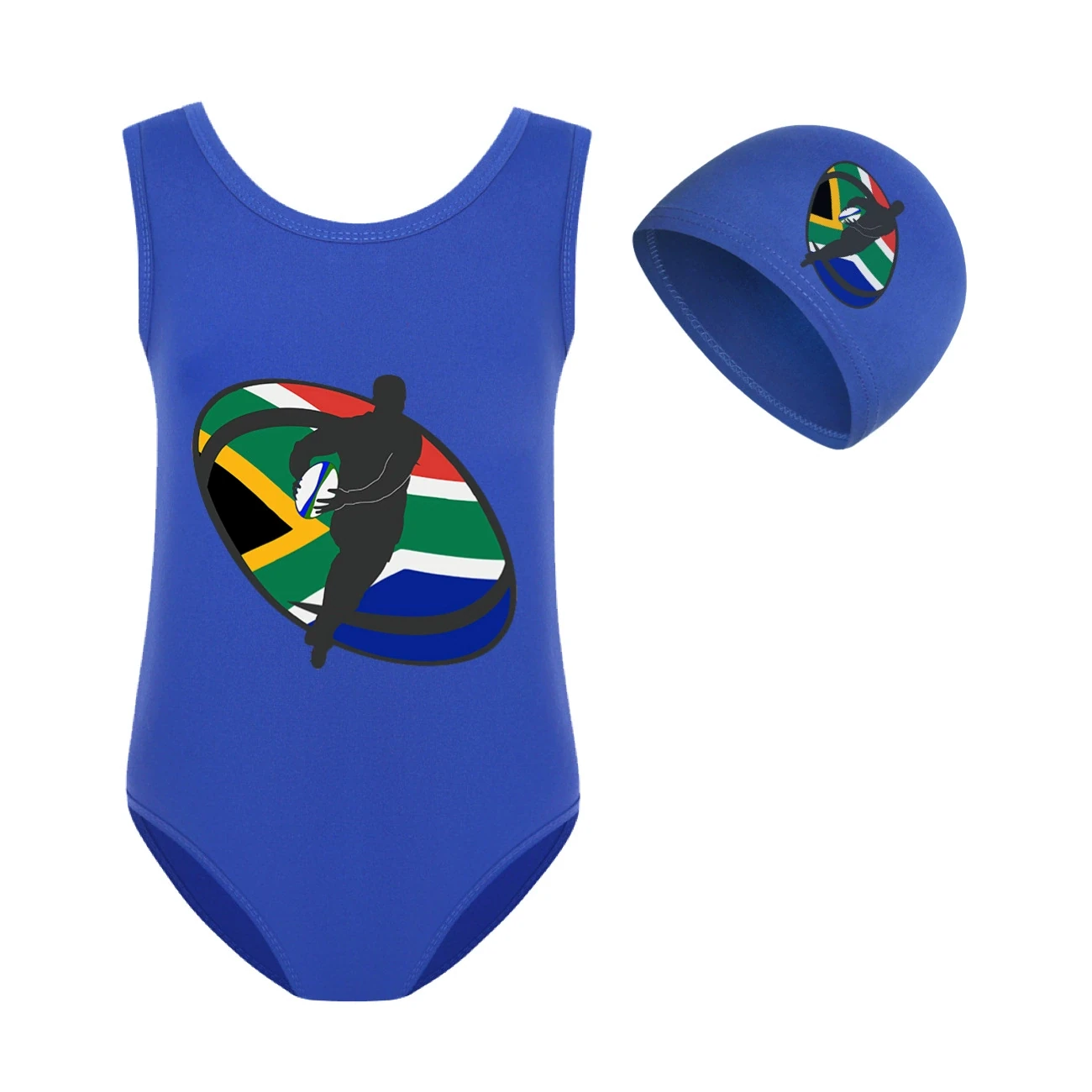 Girls’ Swimsuit & Cap Set — 5807 Edition, Style 14 · Set · Blue