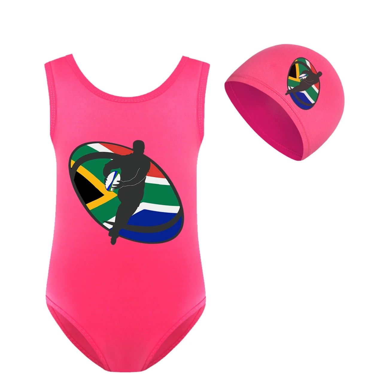Girls’ Swimsuit & Cap Set — 5807 Edition, Style 16 · Set · Rose