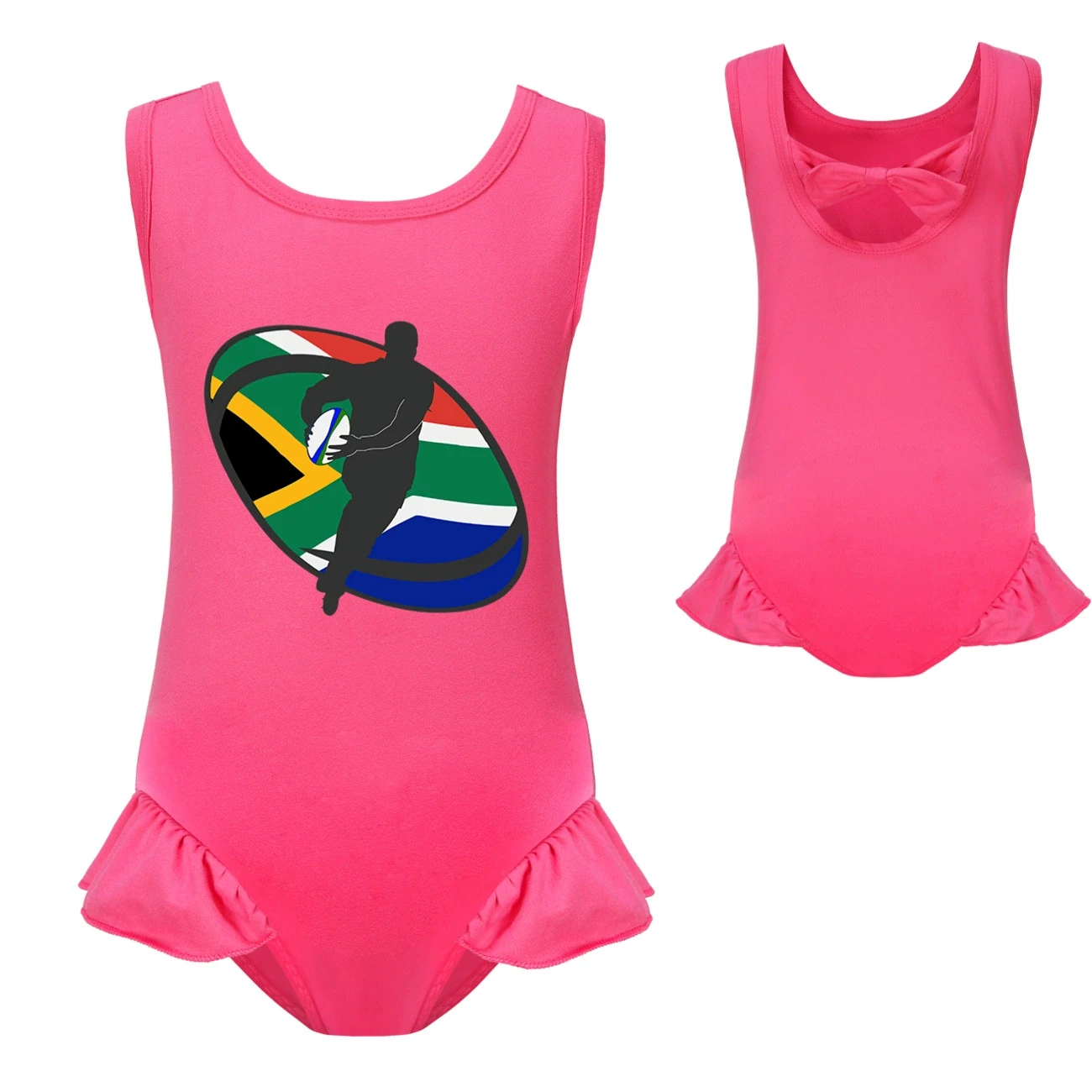 Girls’ Swimsuit & Cap Set — 5807 Edition, Style 18 · Single Piece · Rose
