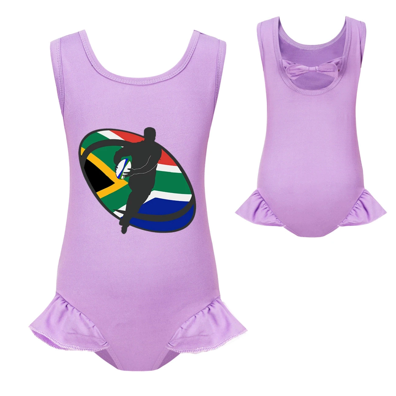 Girls’ Swimsuit & Cap Set — 5807 Edition, Style 19 · Single Piece · Purple