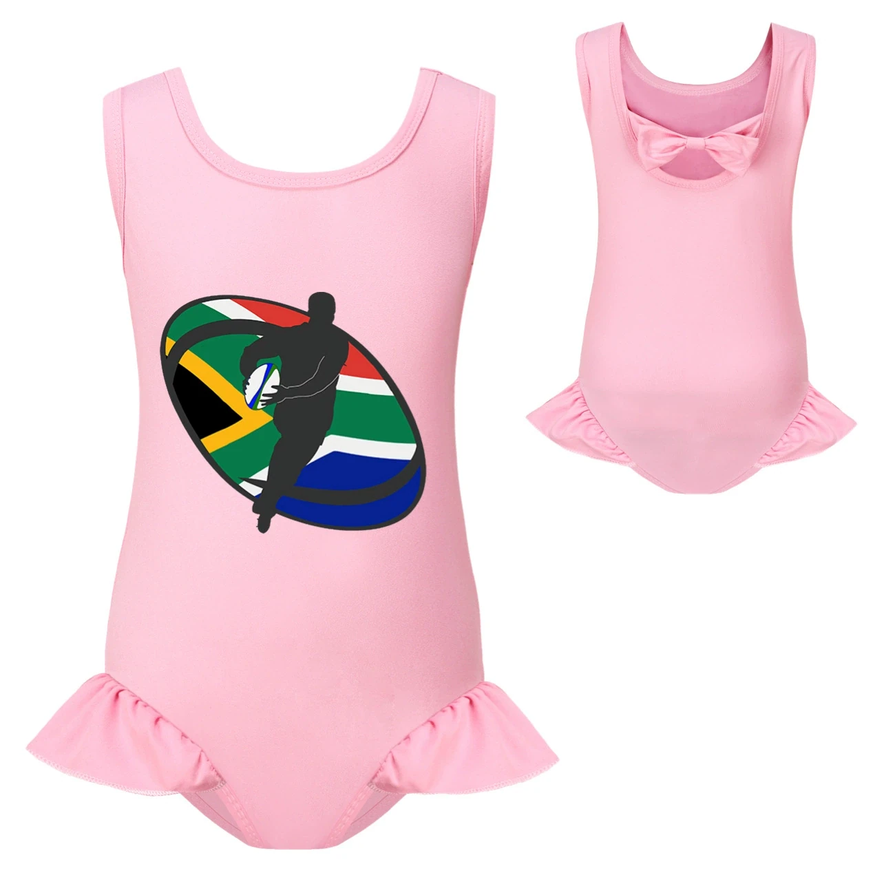 Girls’ Swimsuit & Cap Set — 5807 Edition, Style 20 · Single Piece · Pink