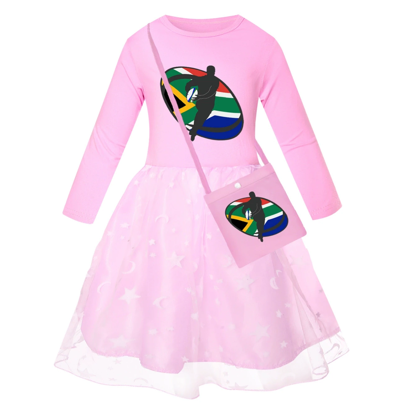 Rainbow Tulle Twirl Dress — 5807 Edition, Style 07 · Star Tulle · with Bag · Pink