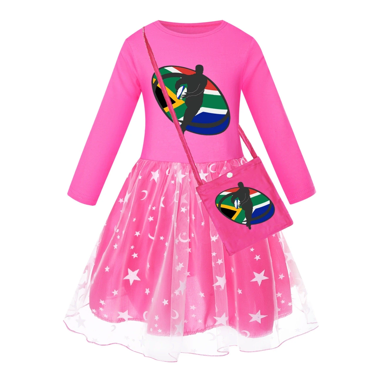 Rainbow Tulle Twirl Dress — 5807 Edition, Style 08 · Star Tulle · with Bag · Rose
