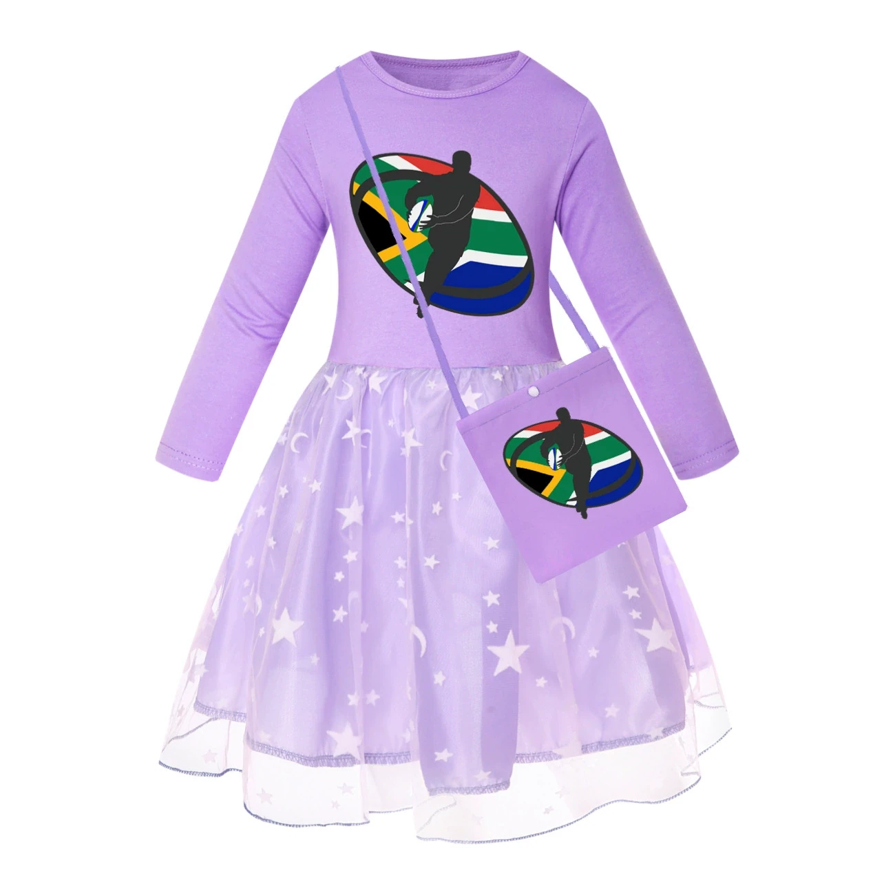 Rainbow Tulle Twirl Dress — 5807 Edition, Style 09 · Star Tulle · with Bag · Purple