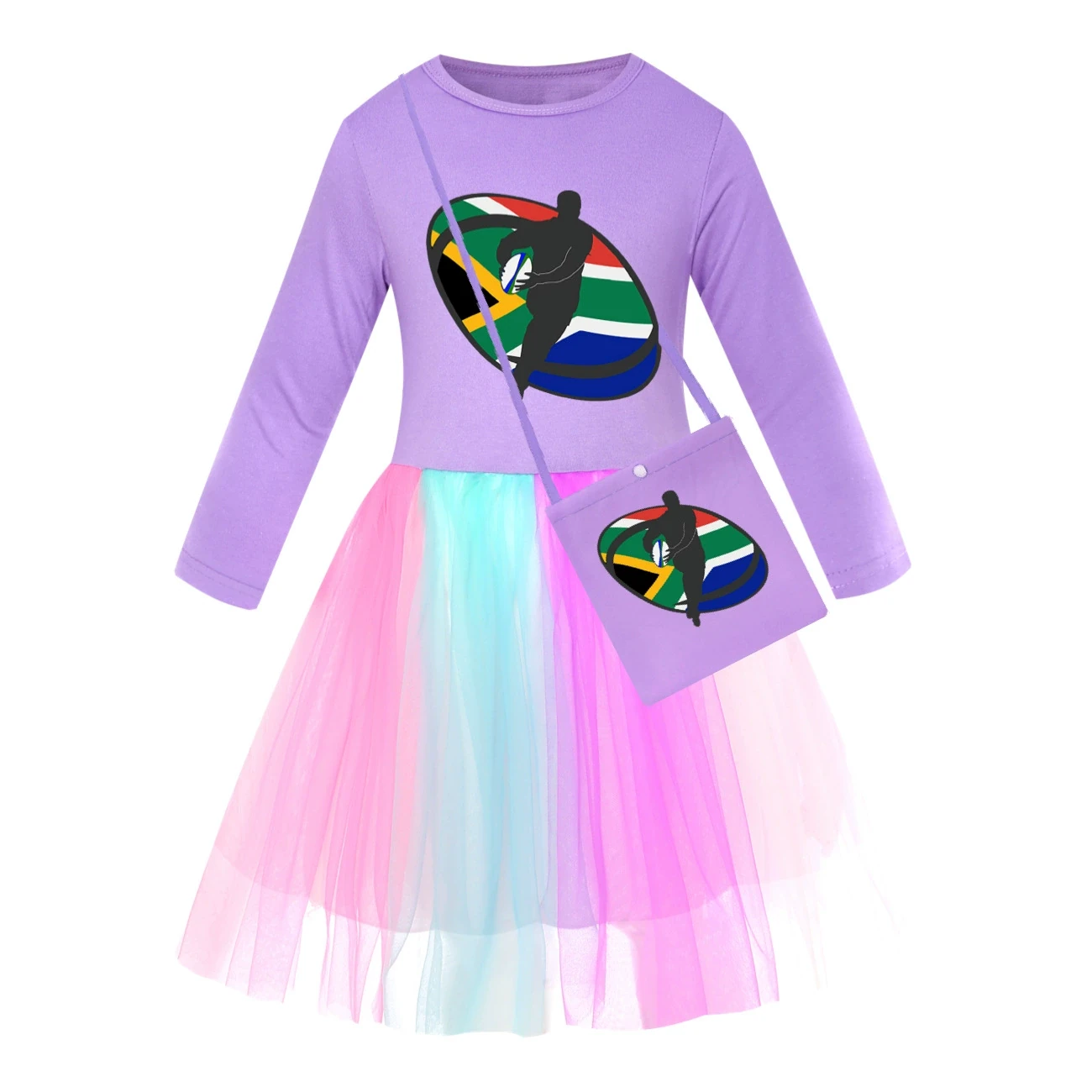 Rainbow Tulle Twirl Dress — 5807 Edition, Style 10 · Long Tulle · with Bag · Purple