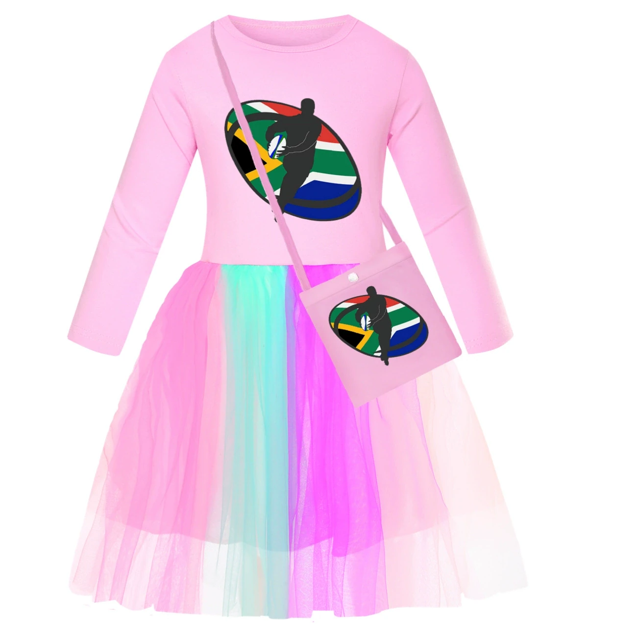 Rainbow Tulle Twirl Dress — 5807 Edition, Style 12 · Long Tulle · with Bag · Pink