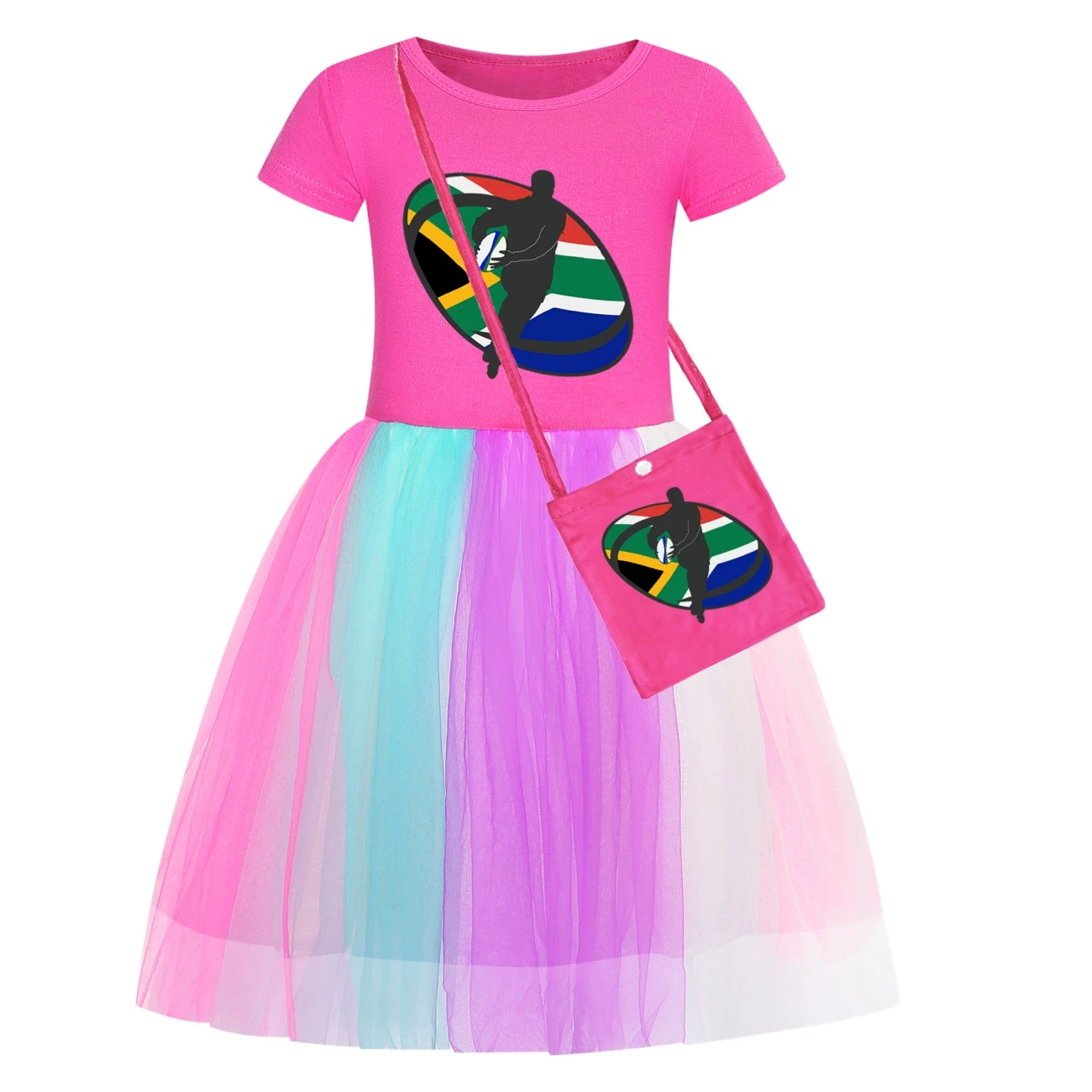 Rainbow Tulle Twirl Dress — 5807 Edition, Style 23 · Short Tulle · with Bag · Rose