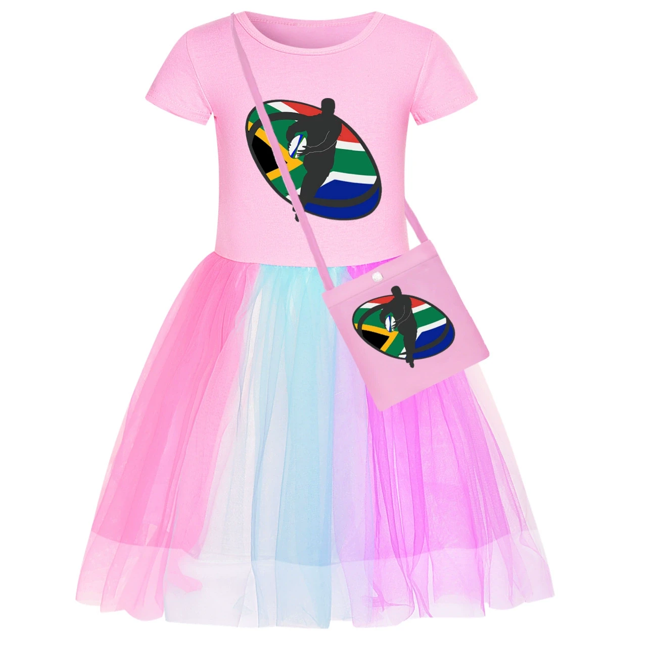 Rainbow Tulle Twirl Dress — 5807 Edition, Style 24 · Short Tulle · with Bag · Pink