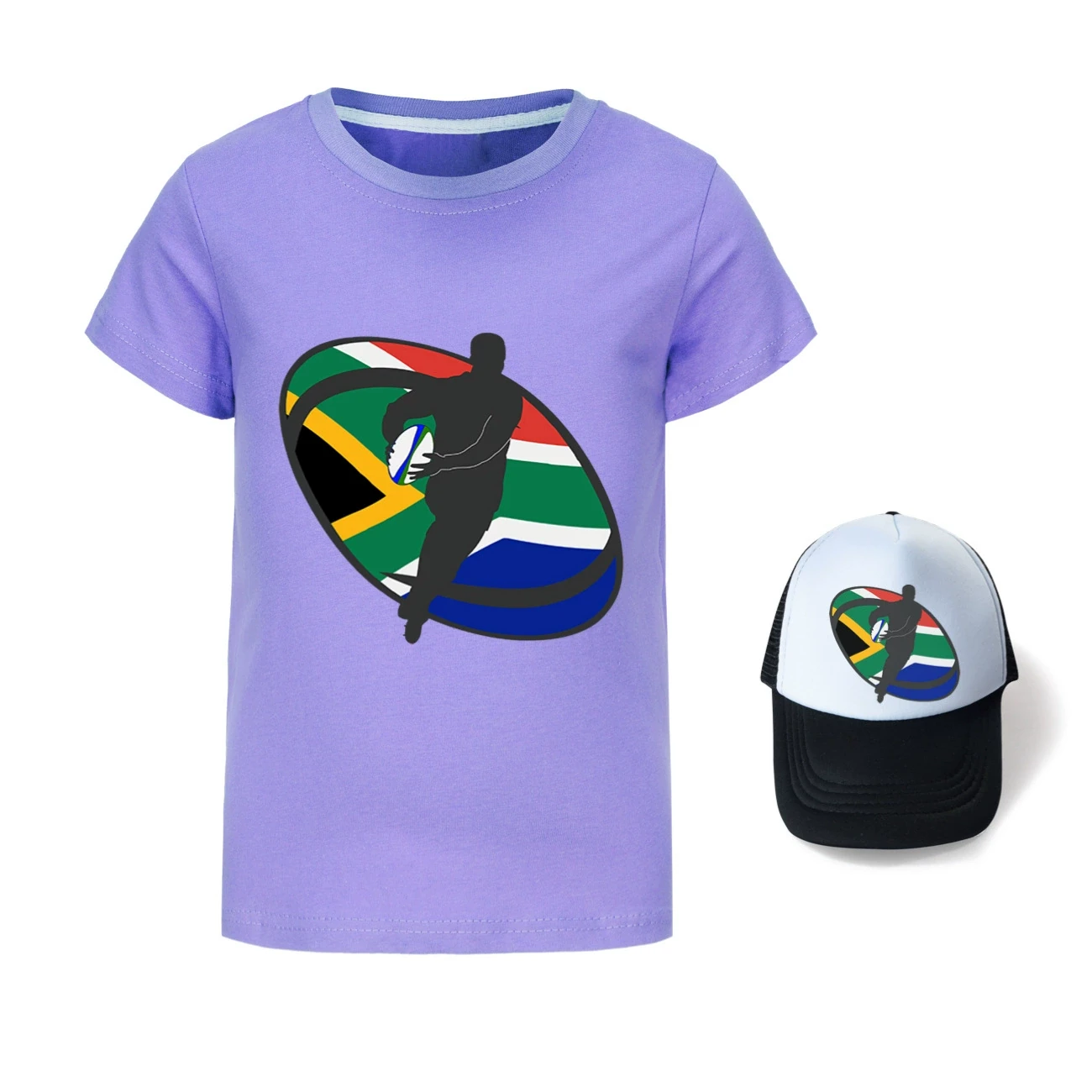 Graphic Tee & Sun Hat Set — 5807 Edition, Style 04 · Purple