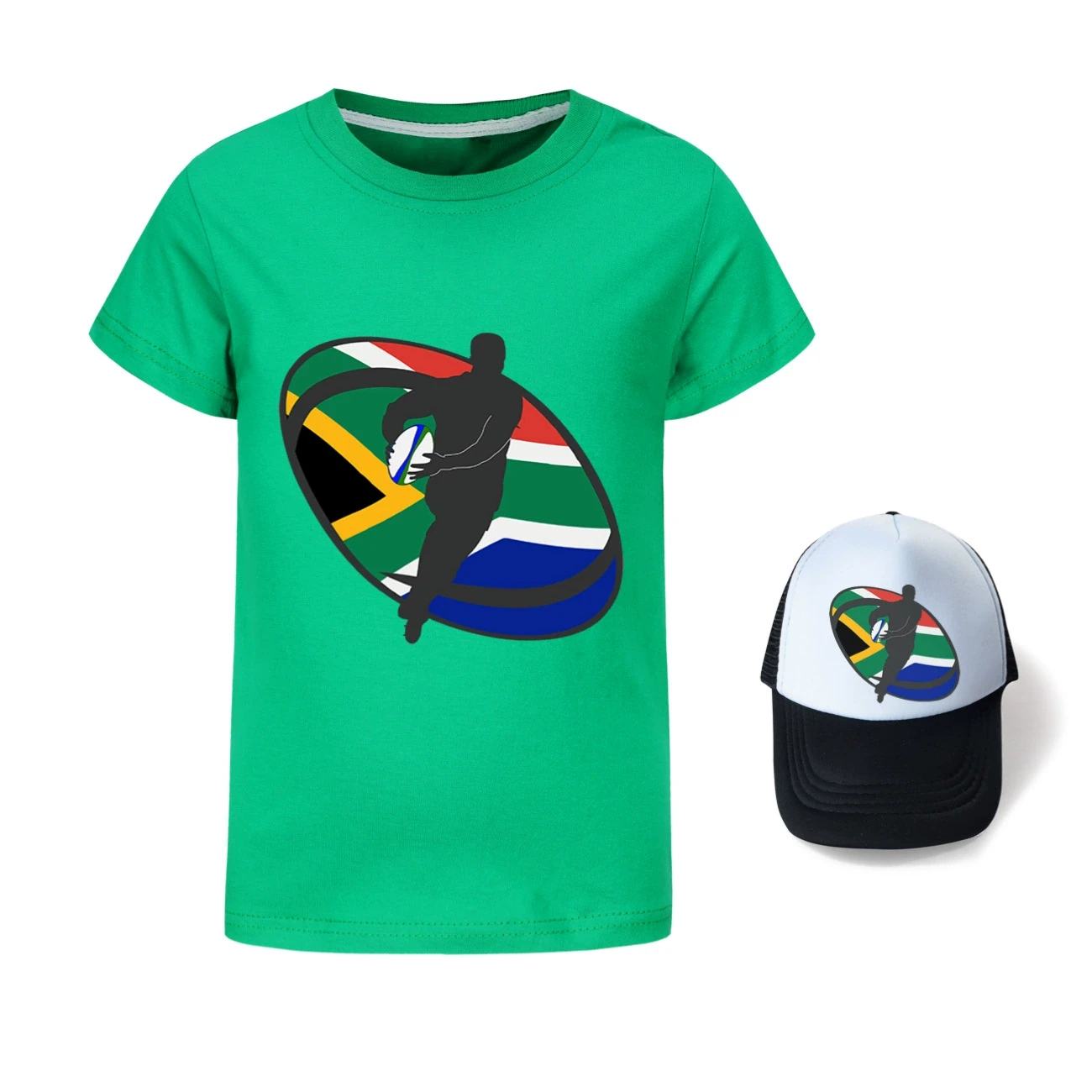 Graphic Tee & Sun Hat Set — 5807 Edition, Style 06 · Green
