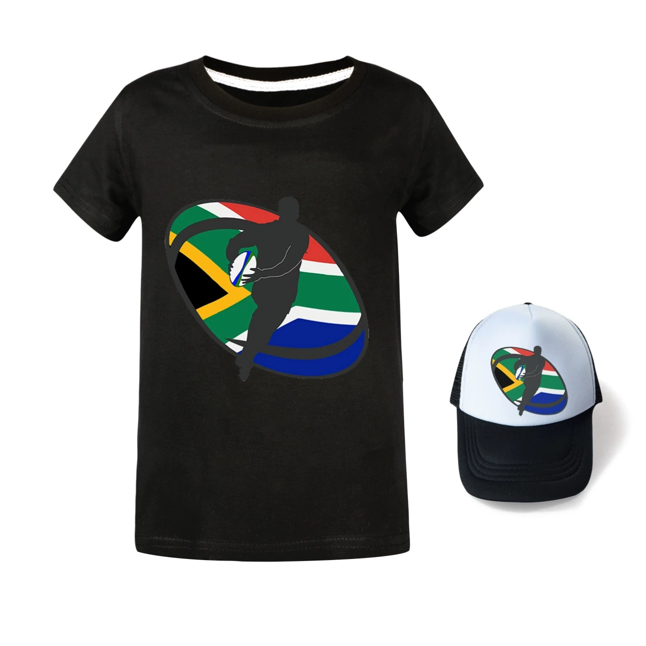 Graphic Tee & Sun Hat Set — 5807 Edition, Style 07 · Black