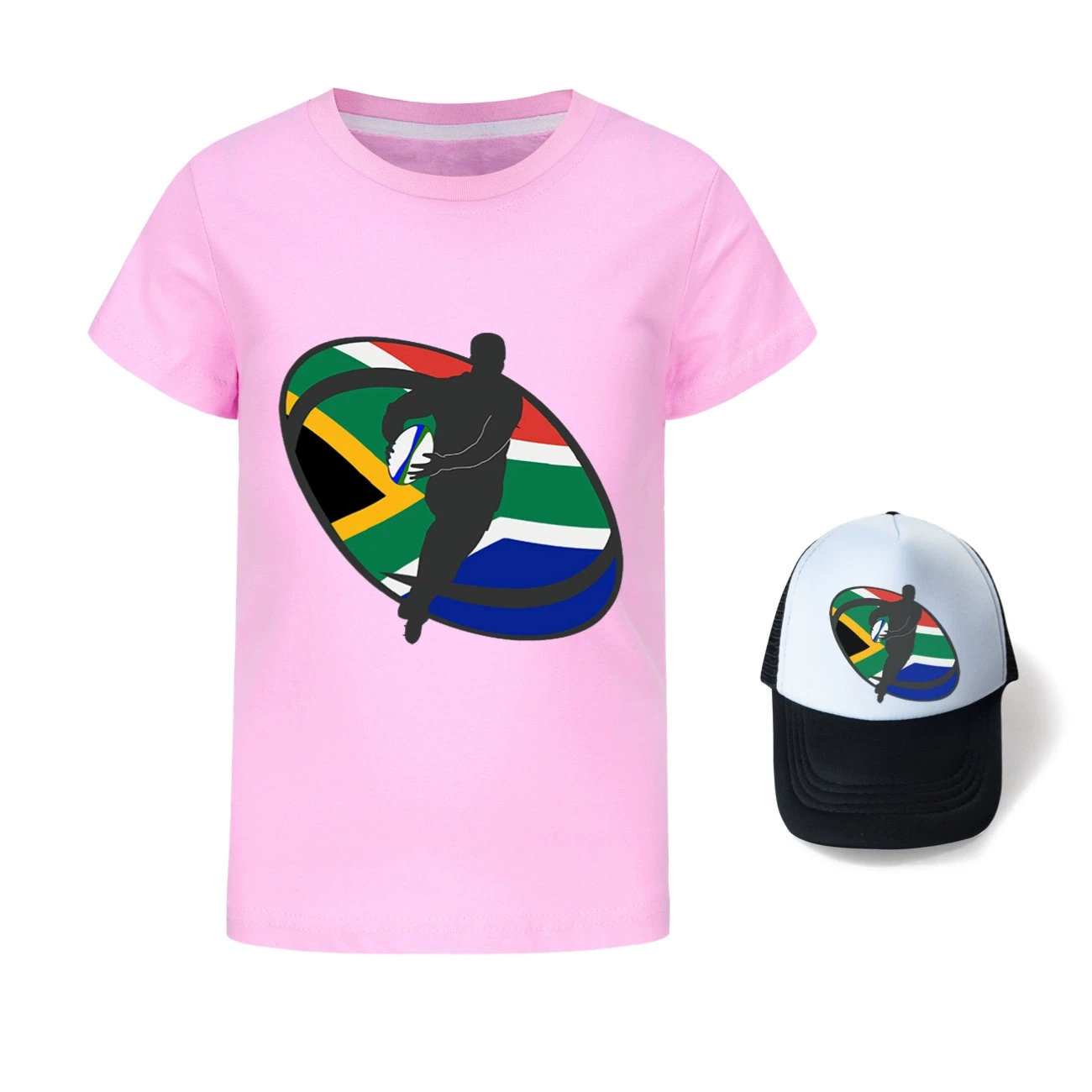 Graphic Tee & Sun Hat Set — 5807 Edition, Style 11 · Pink