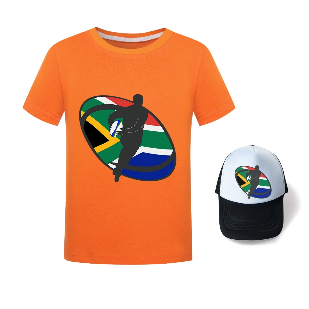 Graphic Tee & Sun Hat Set — 5807 Edition, Style 13 · Orange