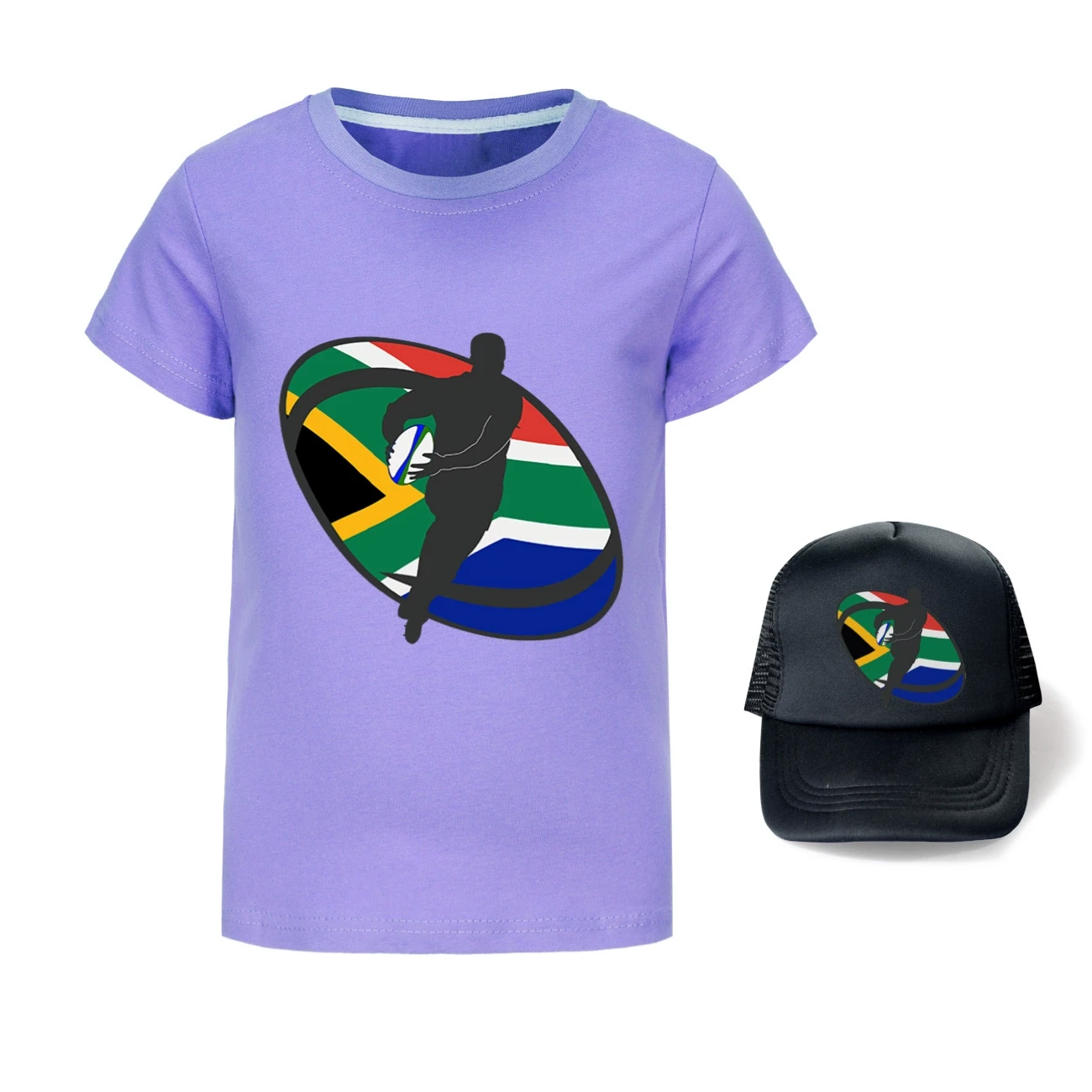Graphic Tee & Sun Hat Set — 5807 Edition, Style 18 · Purple