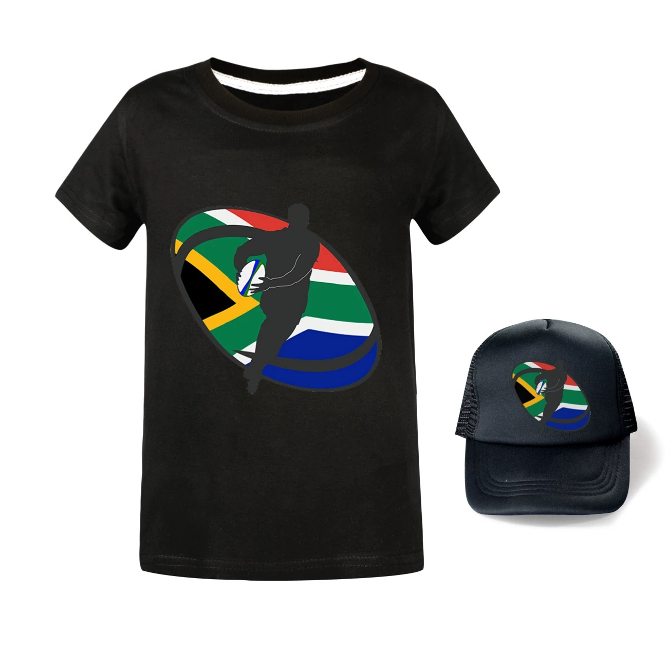 Graphic Tee & Sun Hat Set — 5807 Edition, Style 21 · Black