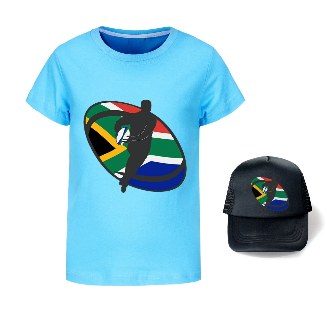 Graphic Tee & Sun Hat Set — 5807 Edition, Style 22 · Light Blue