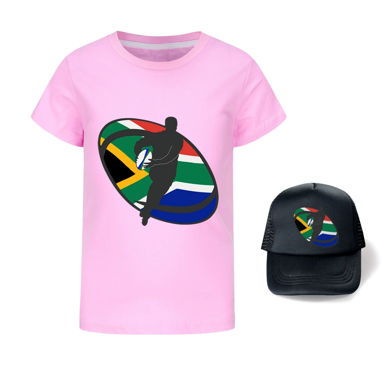 Graphic Tee & Sun Hat Set — 5807 Edition, Style 25 · Pink