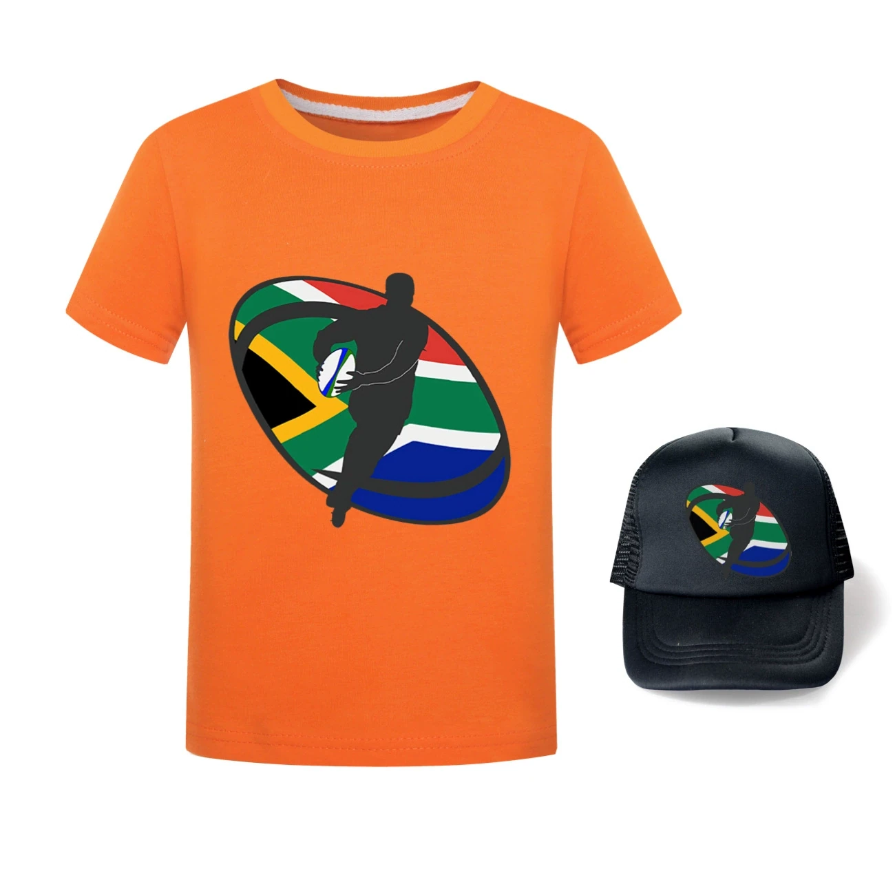 Graphic Tee & Sun Hat Set — 5807 Edition, Style 27 · Orange