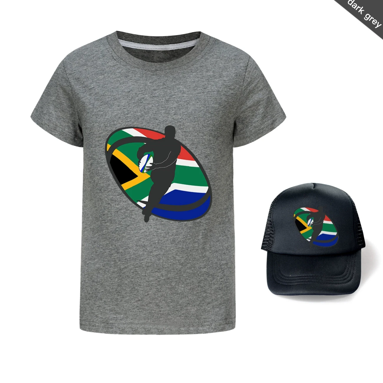 Graphic Tee & Sun Hat Set — 5807 Edition, Style 28 · Dark Grey