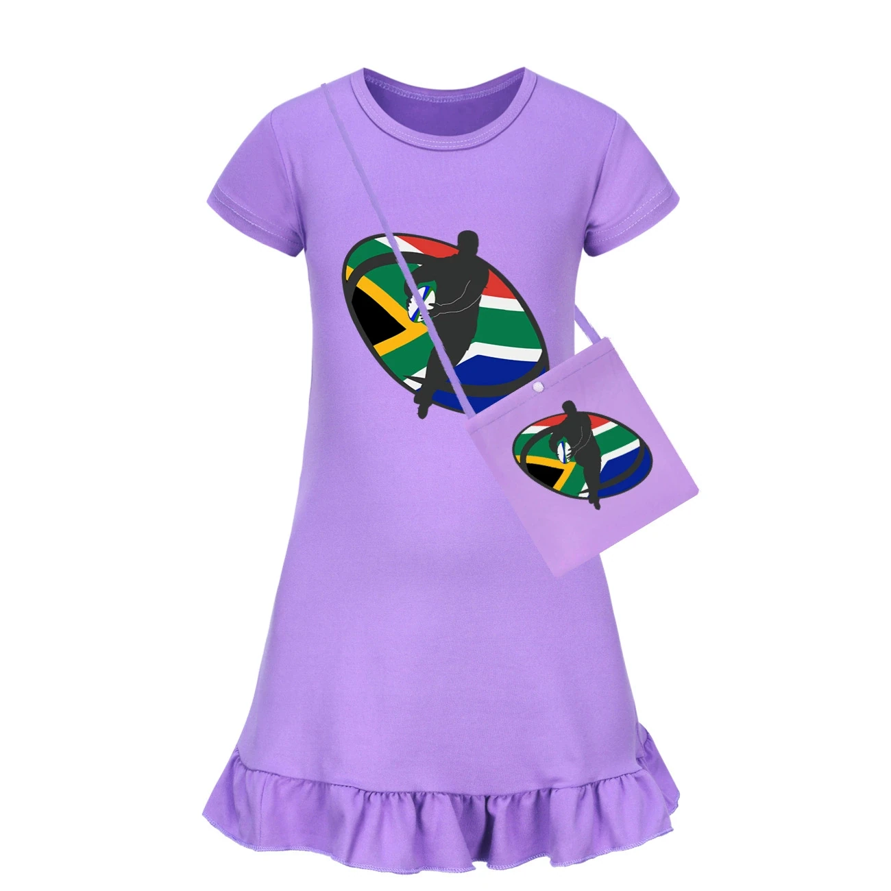 Ruffle-Hem Jersey Dress — 5807 Edition, Style 01 · with Bag · Purple