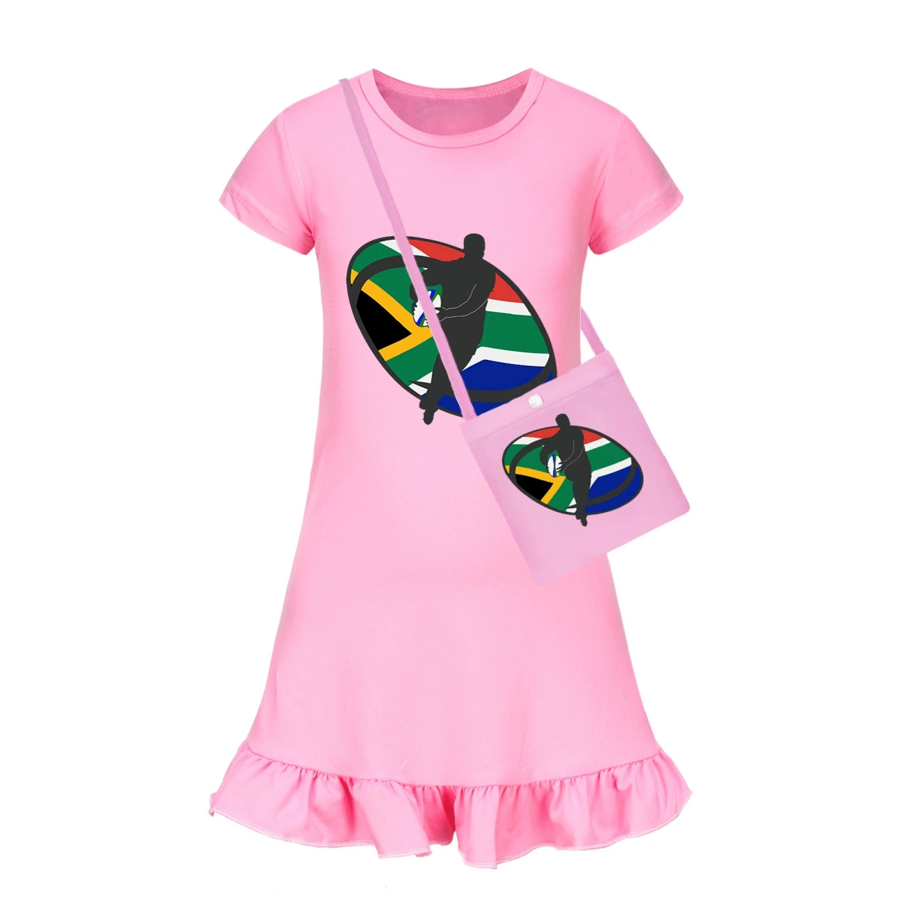 Ruffle-Hem Jersey Dress — 5807 Edition, Style 03 · with Bag · Pink