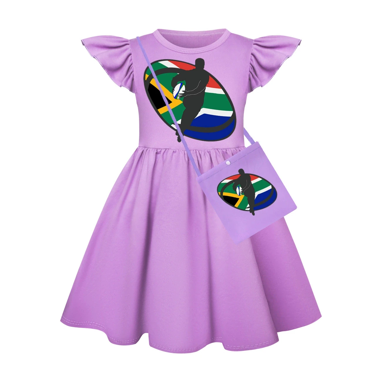 Ruffle-Hem Jersey Dress — 5807 Edition, Style 15 · with Bag · Purple