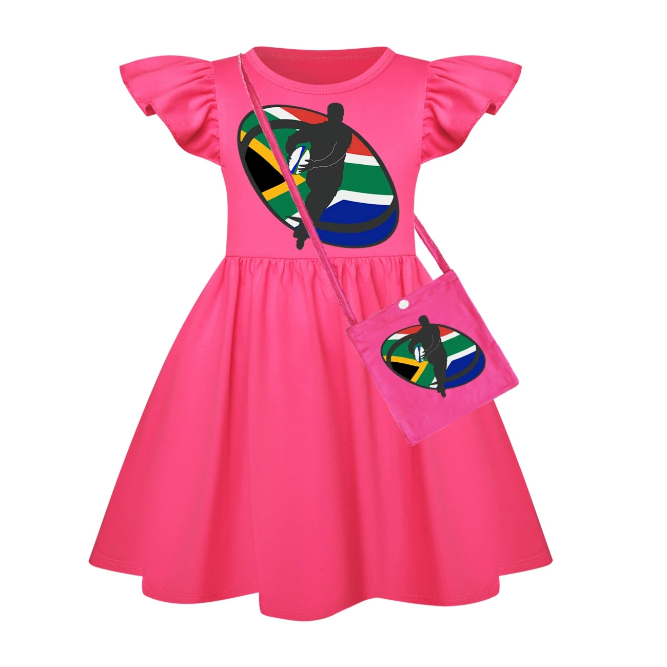 Ruffle-Hem Jersey Dress — 5807 Edition, Style 16 · with Bag · Rose