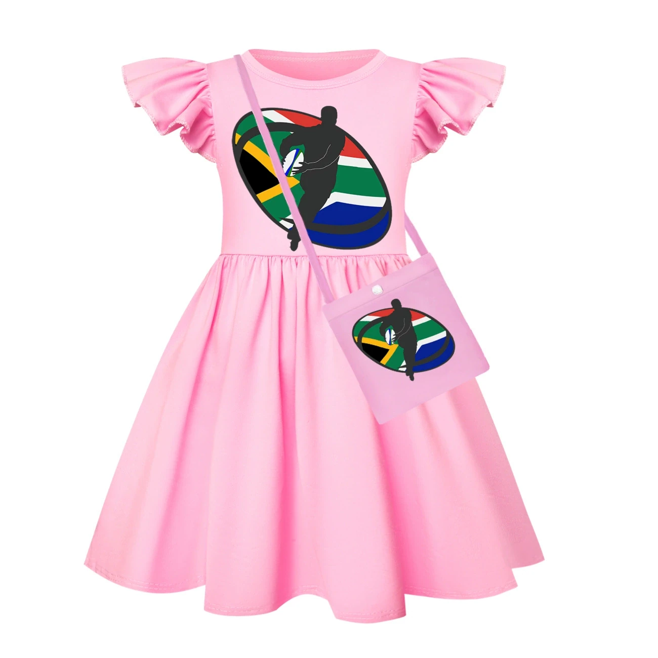 Ruffle-Hem Jersey Dress — 5807 Edition, Style 17 · with Bag · Pink