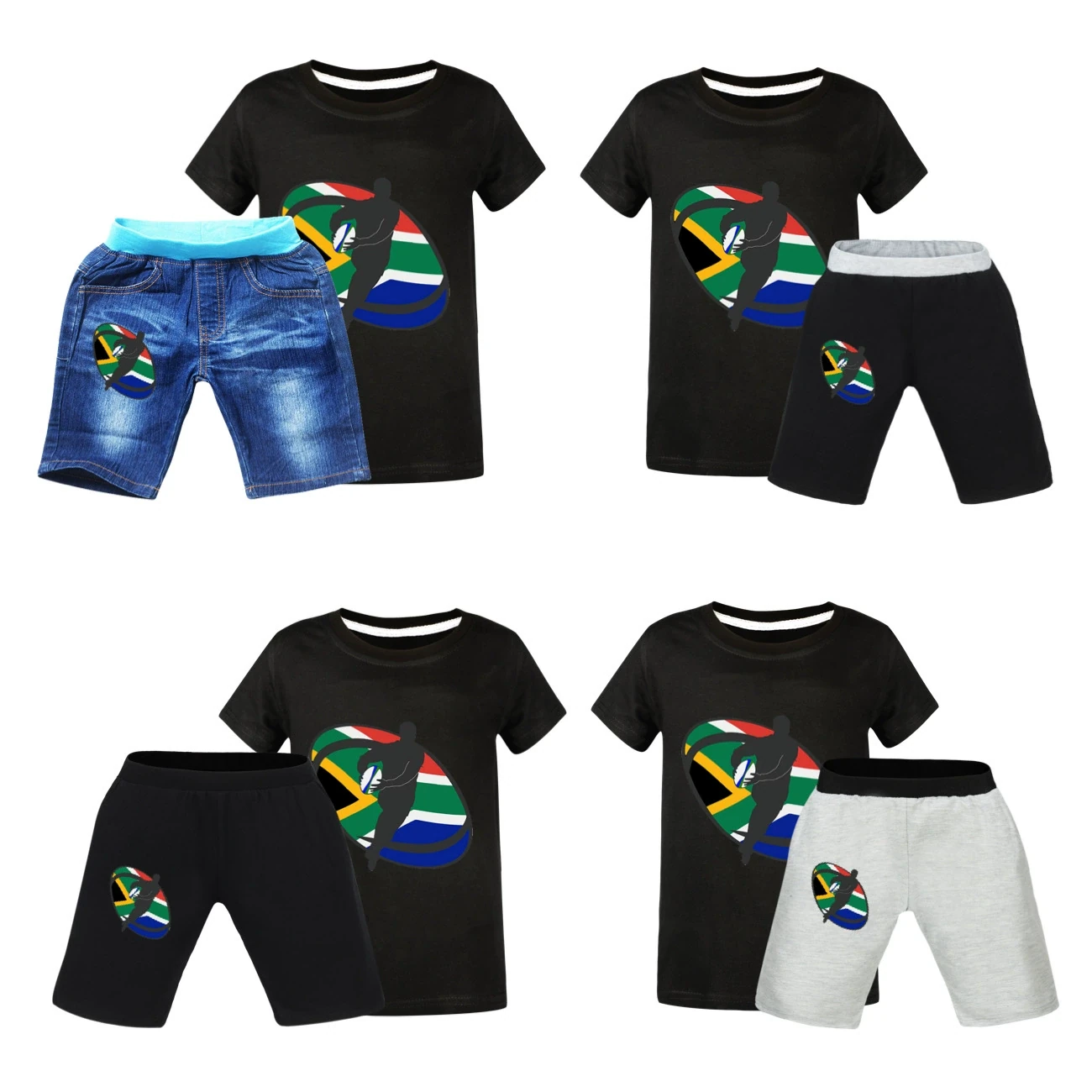 Graphic Tee & Denim Shorts Set — 5807 Edition, clean product view