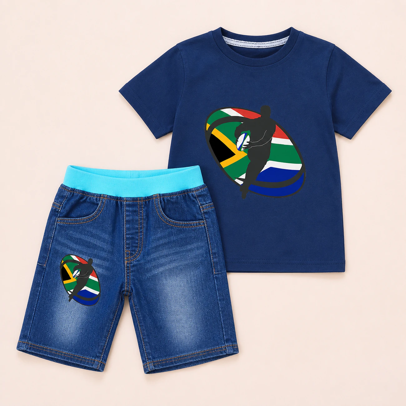 Graphic Tee & Denim Shorts Set — 5807 Edition product view