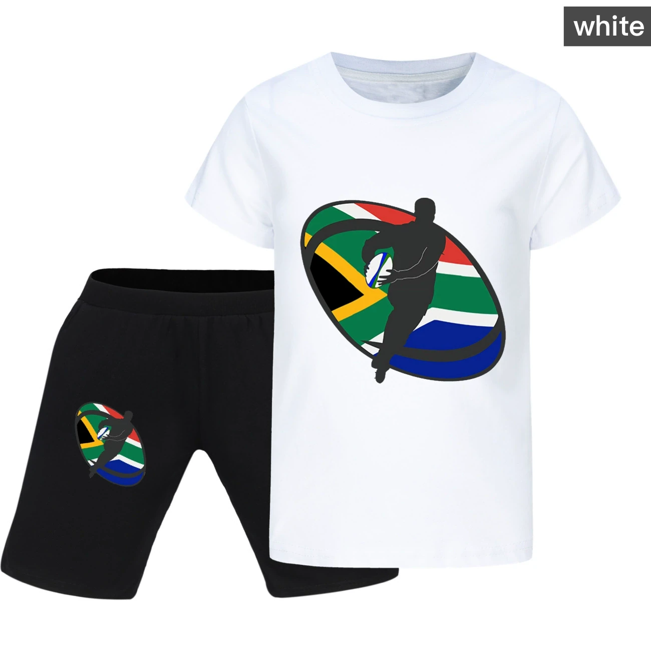 Graphic Tee & Denim Shorts Set — 5807 Edition, Style 11 · White