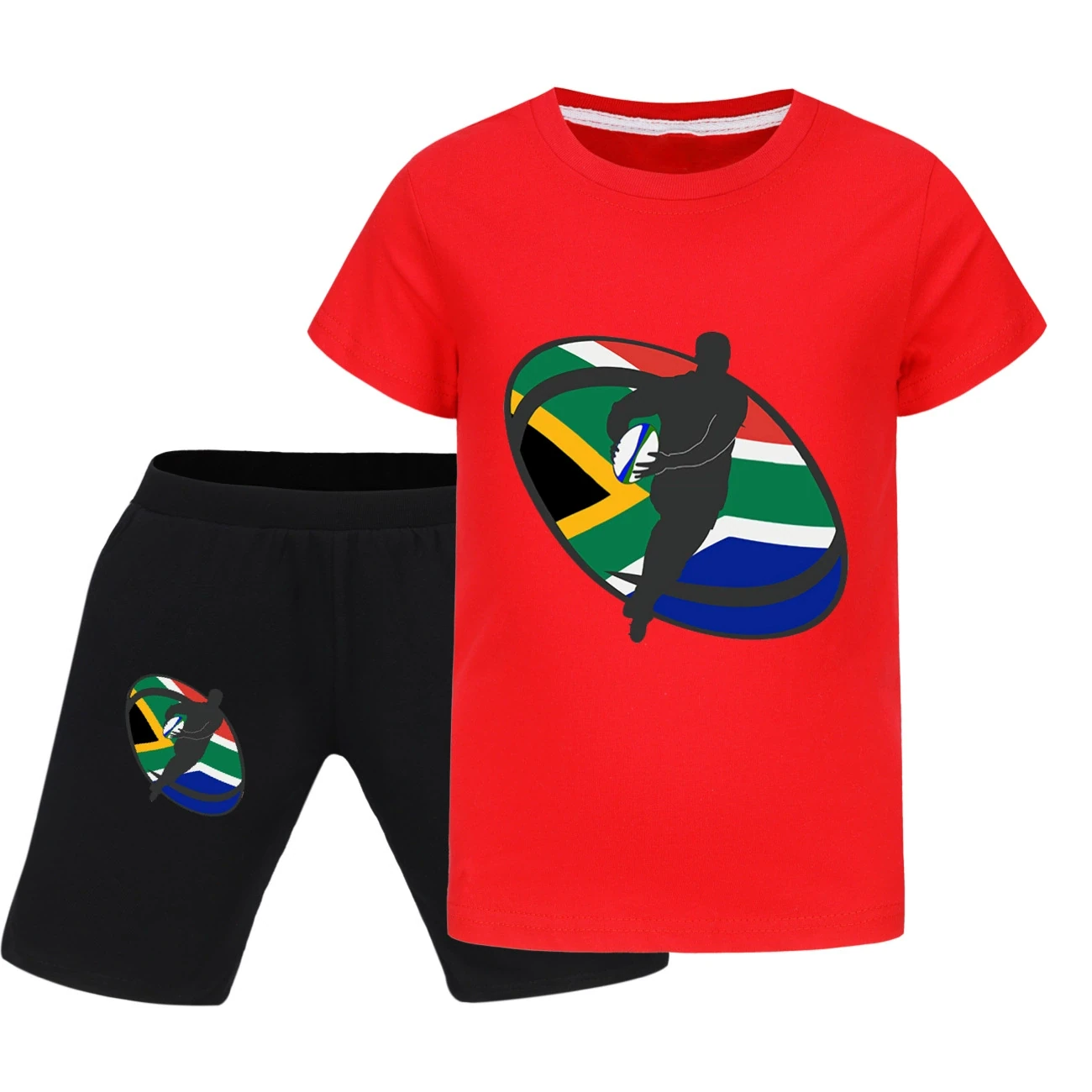 Graphic Tee & Denim Shorts Set — 5807 Edition, Style 12 · Red