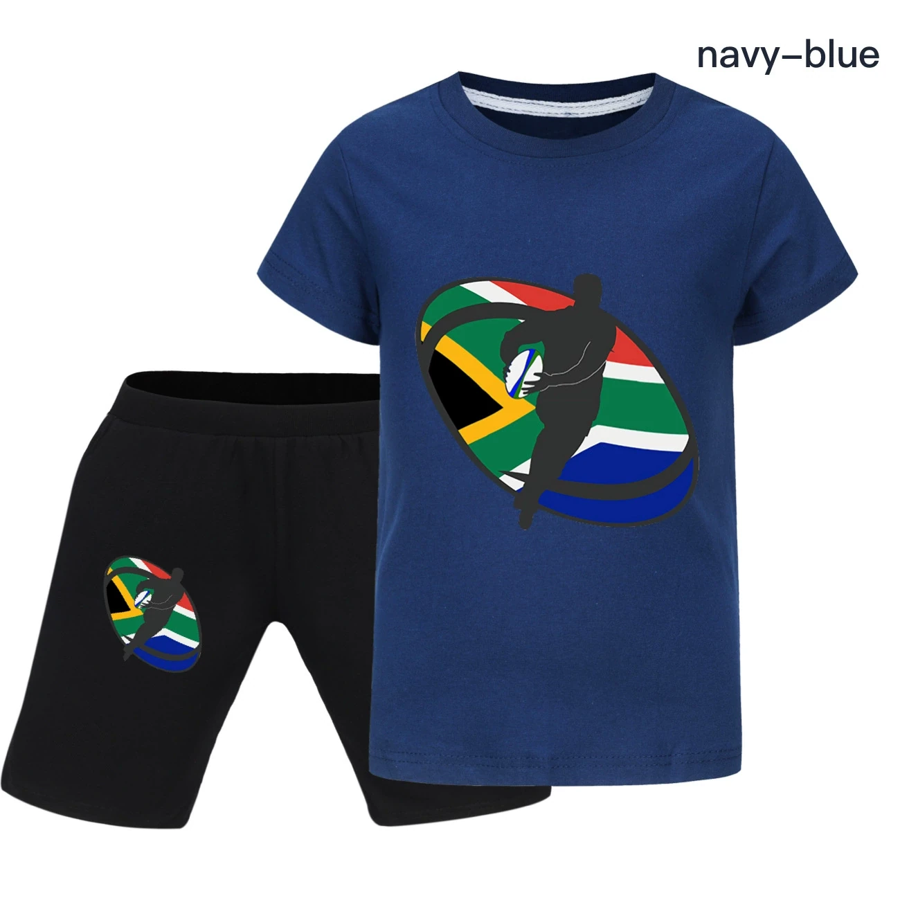 Graphic Tee & Denim Shorts Set — 5807 Edition, Style 17 · Navy