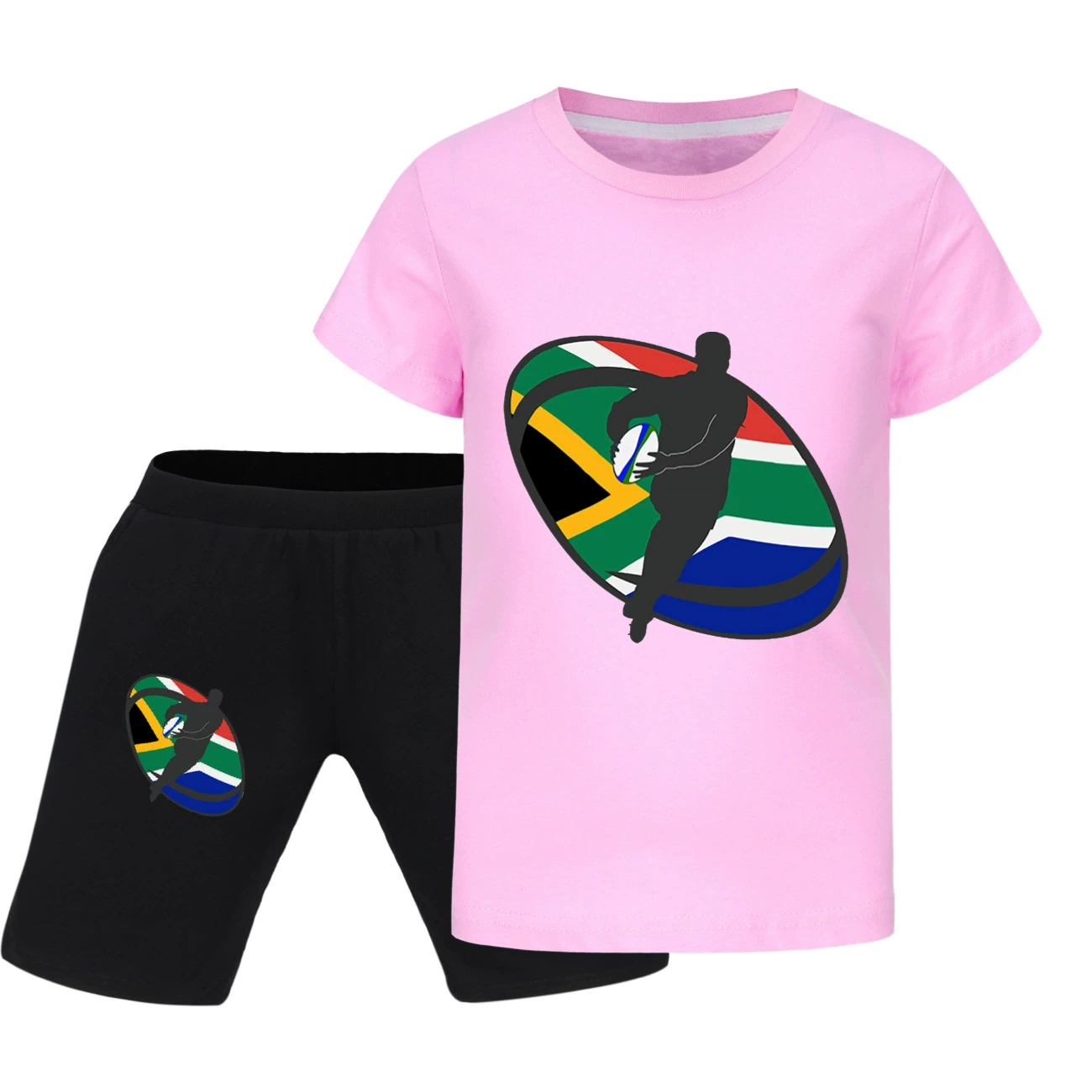 Graphic Tee & Denim Shorts Set — 5807 Edition, Style 19 · Pink