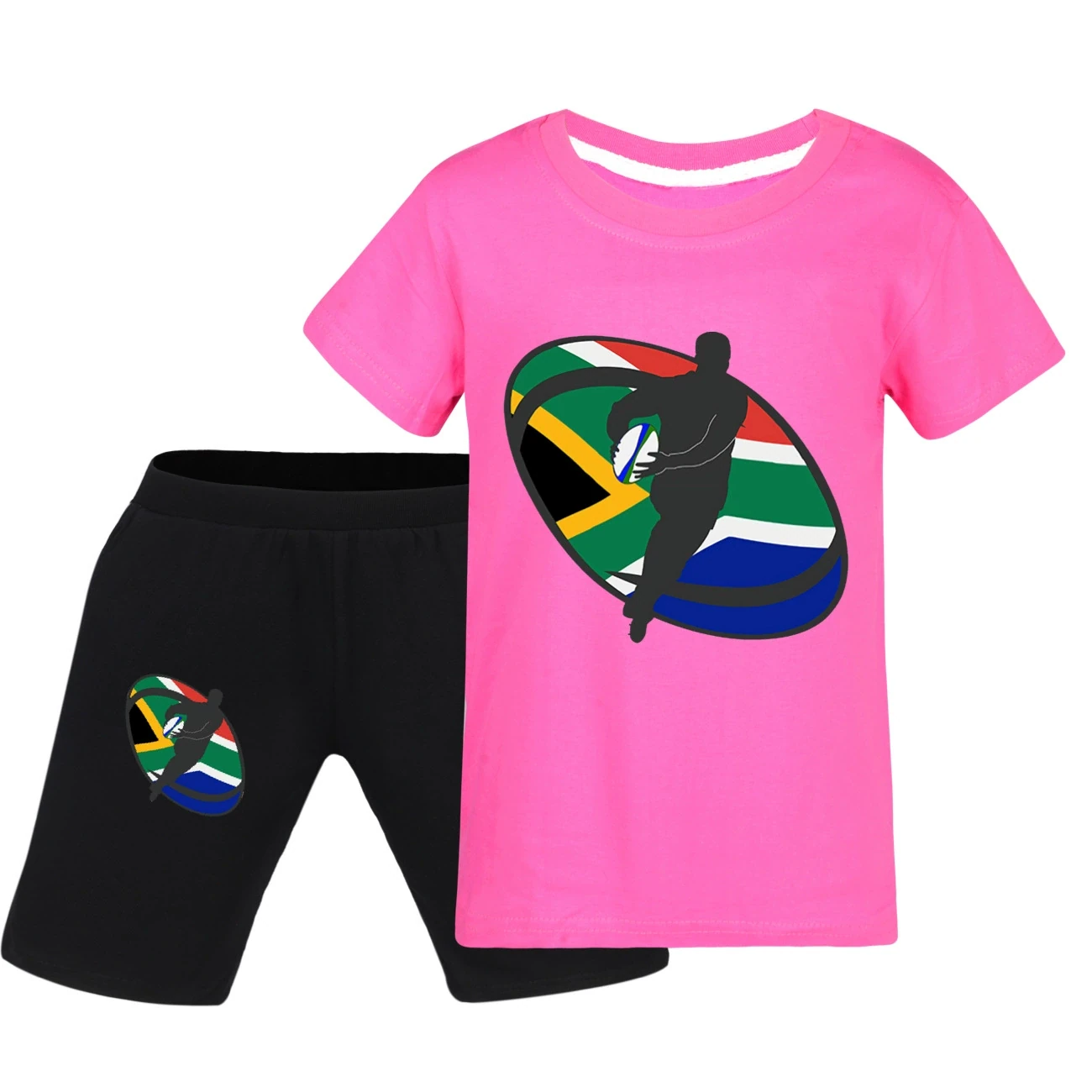 Graphic Tee & Denim Shorts Set — 5807 Edition, Style 20 · Rose