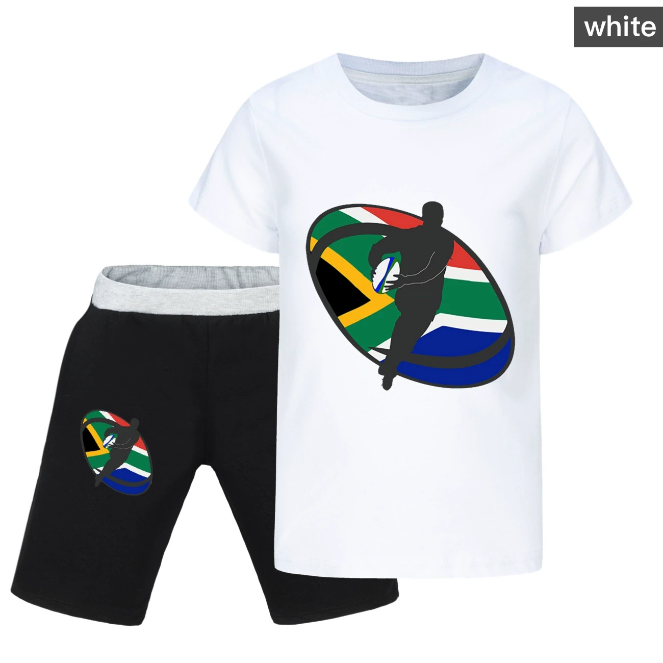 Graphic Tee & Denim Shorts Set — 5807 Edition, Style 21 · White